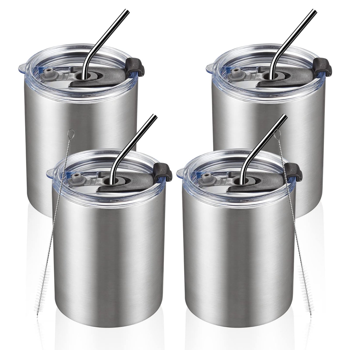 MEWAY 12oz/8 Pack Coffee Mug With Lid, Insulated Stainless Steel Reusable Coffee Cup, Double Wall Durable Coffee Mug, Powder Coate，For Coffee, Beer, Home, Office(MIX,8 Pack)