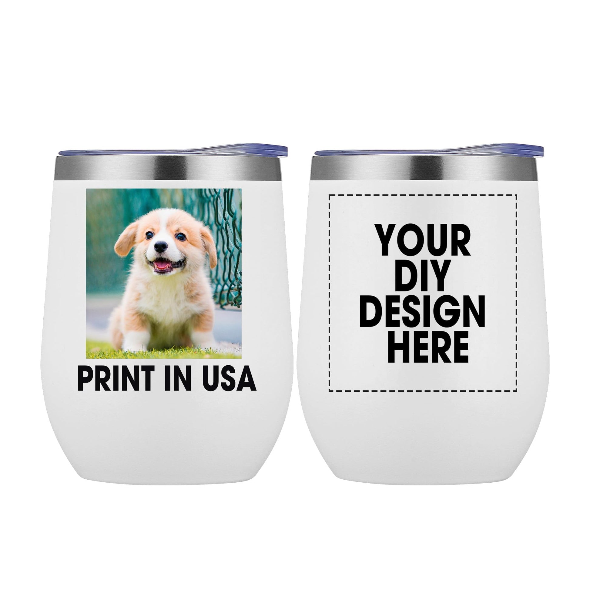 Personalized Custom Tumbler Print in USA 20oz Stainless Steel Coffee Cup with Lid & Straw Double Wall Insulated Tumbler with Colorful Text Logo Photo