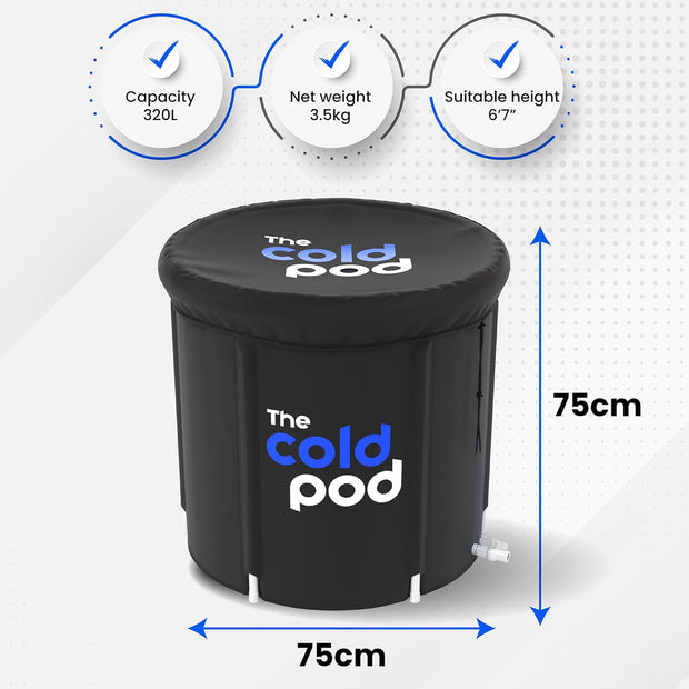 The Cold Pod Insulated Cold Plunge Tub Bundle - 85Gal Ice Bath Round Tubs with Energy Saving Multi-Layer Cover - Chiller Compatible&Silver Reflective