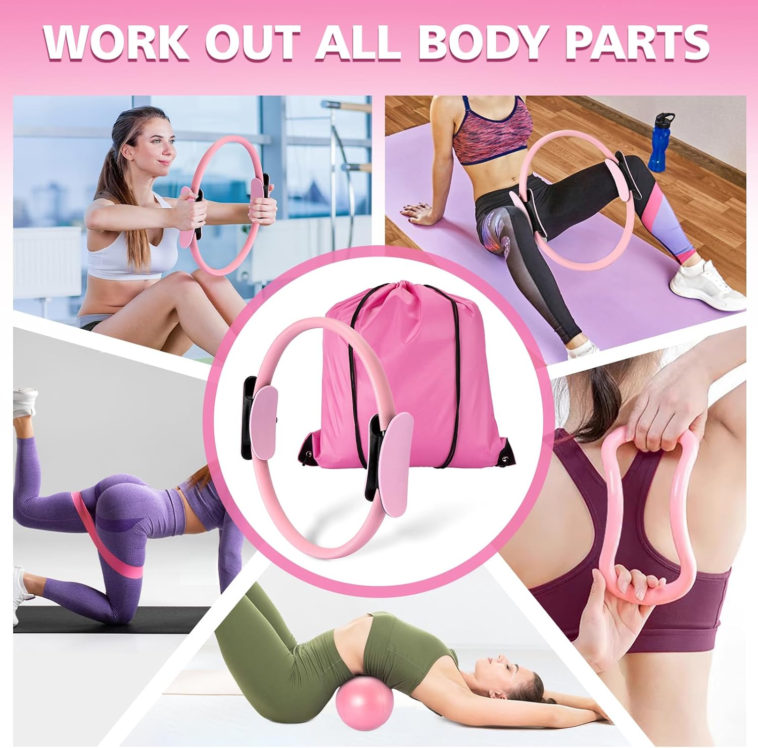 Ideal Swan Pilates Ring Essentials Kit for Women, Home Workout Equipment Set with 9.8” Ball, Resistance Bands, Accessories, Pilates Set for Legs Arms and Thighs（13 PCS）