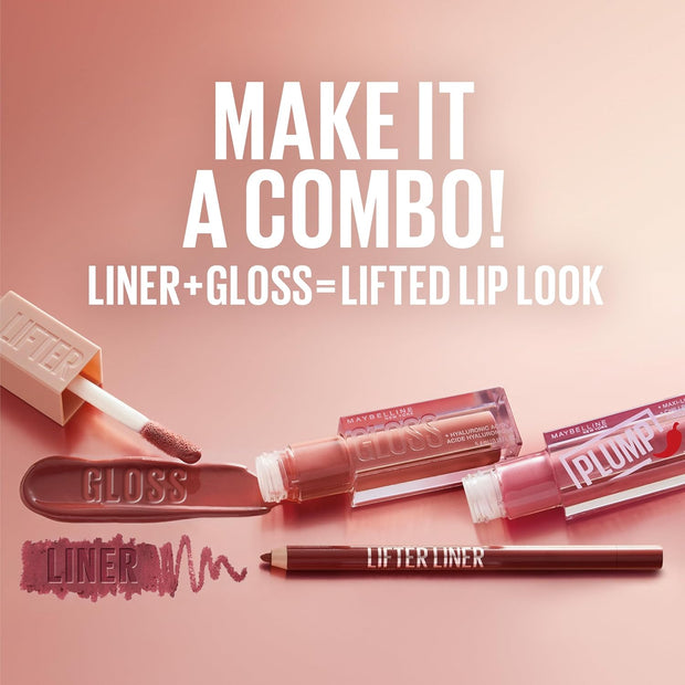 Maybelline Lifter Gloss, Hydrating Lip Gloss with Hyaluronic Acid, Ice, Pink Neutral, 0.18 Ounce