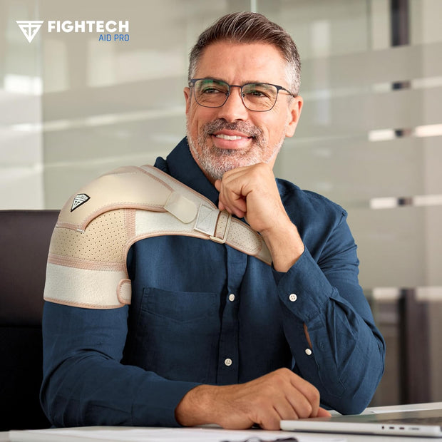 Shoulder Brace - Support & Injury Prevention Brace- Joint Pain Releaser- Shoulder Compression Wrap Strap - Adjustable Injury Accessories for Shoulders - Premium Quality Strap by FIGHTECH (Pink, L-XL)