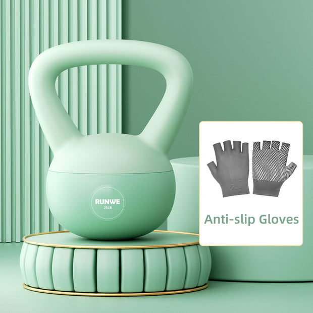 RUNWE Soft Kettlebell - Weight Options for 25, 20, 15, 10 and 5 LB Strength Training Kettlebells Weight Iron Sand Filled Shock-Proof Hand Weights for Women Men or Children