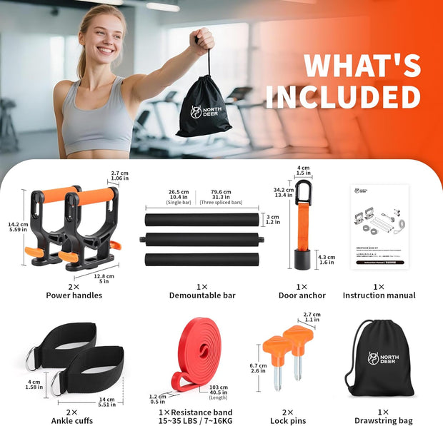 [2025 New] Northdeer Resistance Band with Patented Adjustable Handles, Exercise Band, Adjust Resistance Levels Instantly by Changing Band Length for Home Gym Yoga Pilates Full Body for Men Women