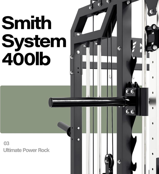 Major Fitness Drone2 Smith△ Machine – All-in-One Home Gym Squat Rack with Weight Bar, Dual LAT Pull-Down Systems & Cable Crossover Machine for Full-Body Workouts