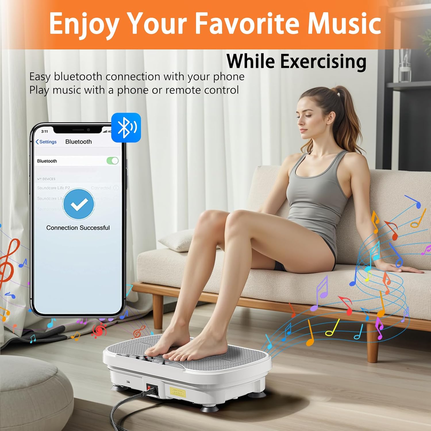 Vibration Plate Exercise Machine, Full Body Shaker Workout Vibration Plate for Lymphatic Drainage Weight Loss, Waver Vibrating Fitness Platform with Resistance Bands, Low Noise Home Fitness for Adults