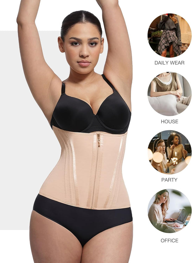Lover-Beauty Waist Trainer for Women Tummy Control Workout Waist Cincher Corset Shapewear Body Shaper Zipper and Hooks