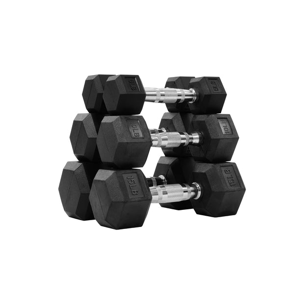 Rubber Encased Hex Dumbbell Set, Hand Weights with Anti-Slip Cast Iron Grip for Exercise & Fitness, Weights Dumbbells for Men Women Strength Full Body Workout, 60LB, 100LB, 150LB Set Options