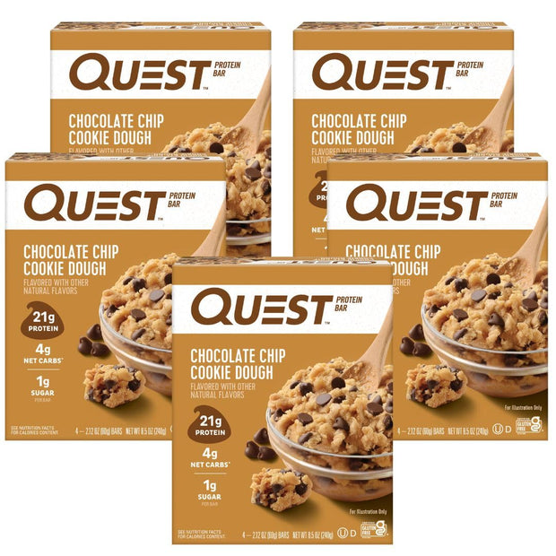 Quest Nutrition Mini Chocolate Chip Cookie Dough Protein Bars, 8g Protein, 1g Sugar, 2g Net Carbs, Gluten Free, 14 Count