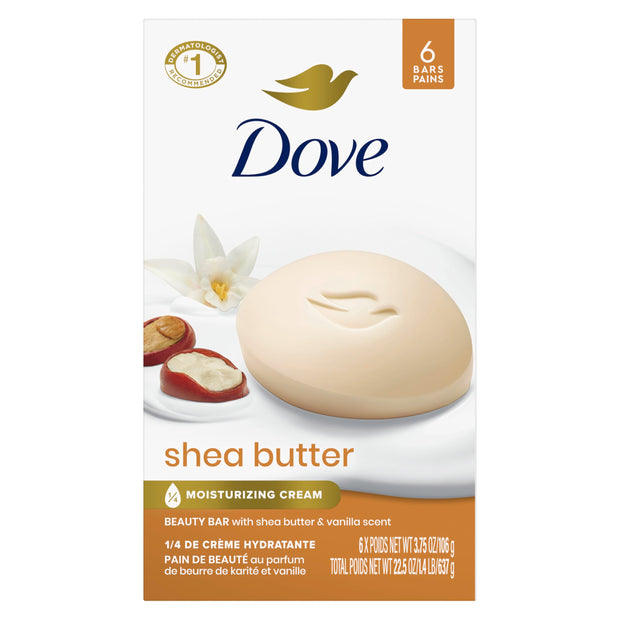 Dove Beauty Bar Soap Shea Butter, 8 Count