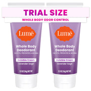 Lume Whole Body Deodorant - Mini Travel Size Invisible Cream Tube - Trial Size - 72 Hour Odor Control - Doctor Developed - Aluminum and Baking Soda Free - .5oz (Pack of 2) (Fresh Alpine & Unscented)