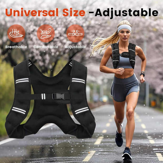 Weighted Vest, 6lb/8lb/12lb/16lb/20lb/25lb/30lb Weight Vest for Men Women, Body Weight Vests Adjustable with Reflective Stripe for Strength Training, Running, Training Workout, Jogging, Walking