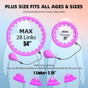 Weighted Hula Infinity Fitness Hoop for Adult Weight Loss, 2 in 1 Smart Fitness Workout Hula Circle Hoops with 28 Detachable Knots, Exercise Fit Hoop Suitable for Women and Beginners