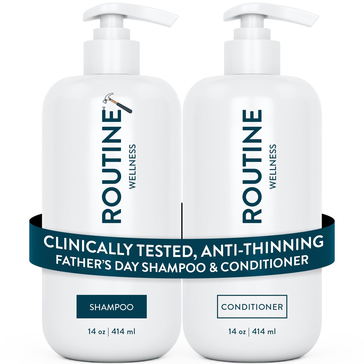 Routine Wellness Anti-Thinning Shampoo and Conditioner Set for Thinning Hair - Biotin DHT Blocker Women & Men - Color Safe Shampoo for Hair Loss & Healthier Hair - Coconut & Vanilla (Pack of 2)