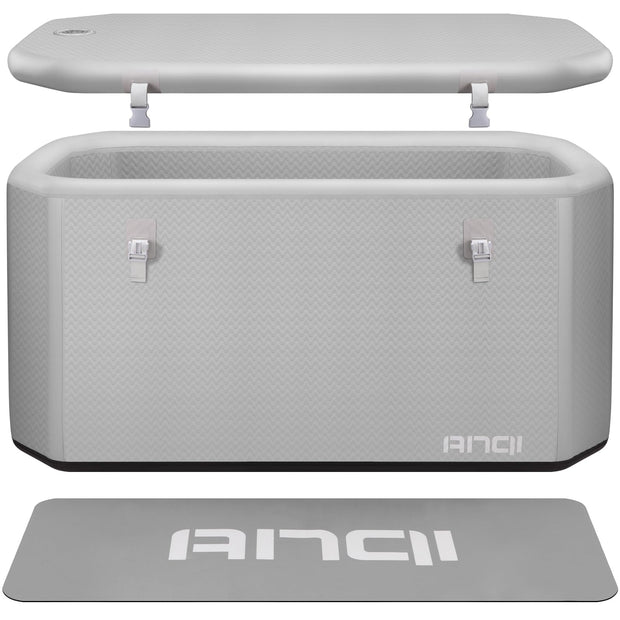 XXL Cold Plunge Tub for Athletes, Compatible with Water Chillers, 224-Gallon Inflatable Ice Bath Tub with Insulated Lid, Thermometer, Water-Absorbent Mat, Portable Ice Pod for Cold Water Therapy