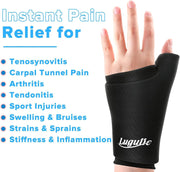 Wearable Thumb Wrist Ice Pack-Hot Cold Compress Hand Finger Ice Pack,Reusable for Injuries,Carpal Tunnel,Arthritis,Tendonitis,De Quervain's Tenosynovitis, Swelling & Bruises Black-S/M
