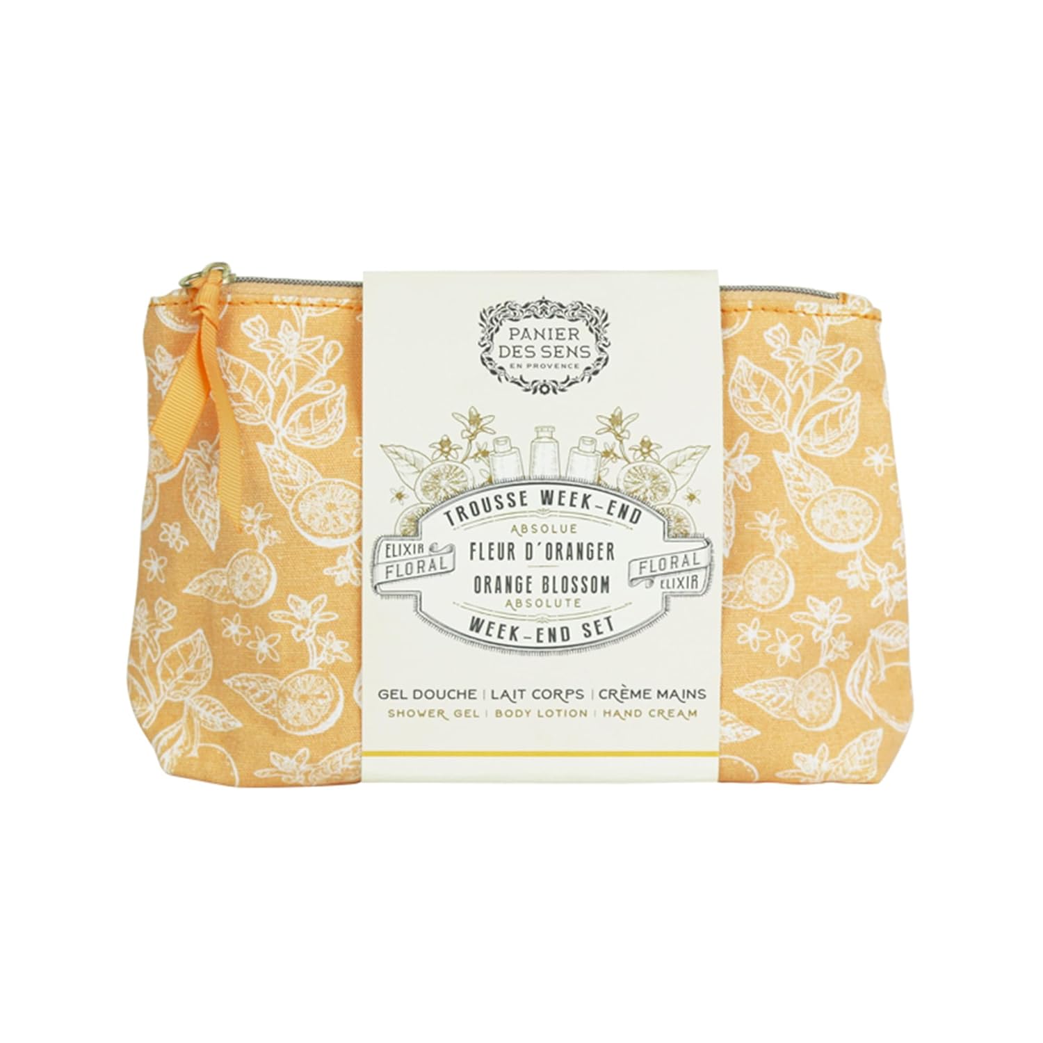 Panier des Sens – Orange Blossom Set for Women – Body Lotion + Shower Gel + Hand Cream - Birthday Gift for Her - Body Care Kit with 96% Natural Ingredients – Self Care Gifts for women