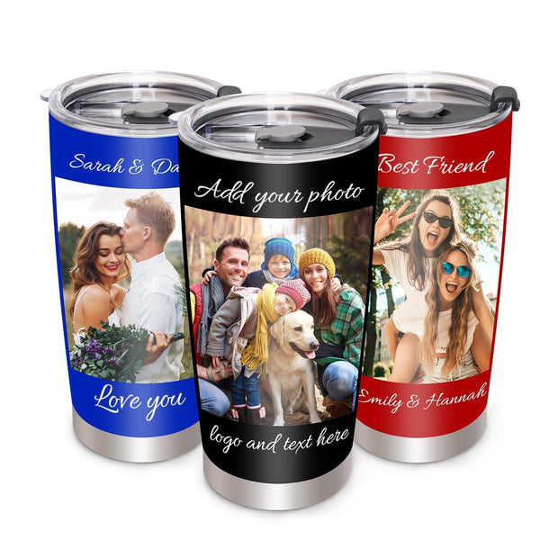 Personalized Coffee Tumbler, Custom Mugs with Pictures Text Name Logo, 30oz Stainless Steel Personalized Mug Cup, Fathers Day Anniversary Wedding Christmas Birthday Gifts for Women Men