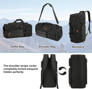 SeaRock Gym Bag for Men & Women, 40L Sports Travel Duffel Bag with Shoe Compartment, 3-In-1 Water Resistant Carry On Weekender Bag for Airplane, Workout Overnight Backpack for Travel, Black