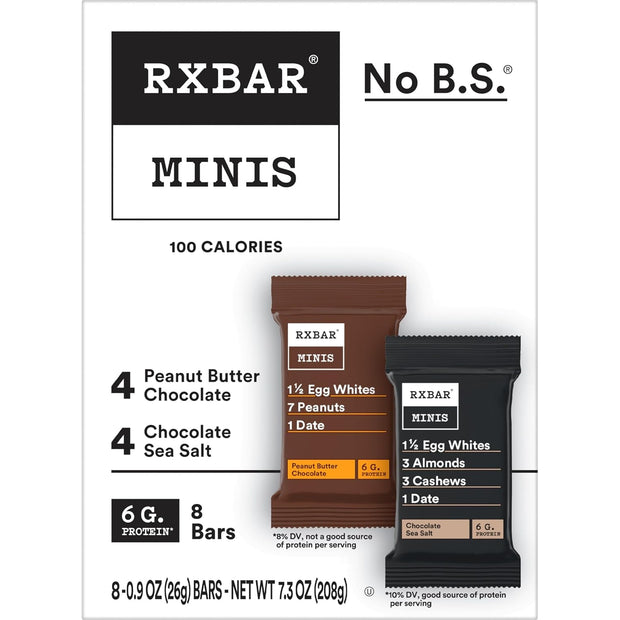 RXBAR Minis Protein Bars, Protein Snack, Snack Bars, Variety Pack, 7.3oz Box (8 Count)