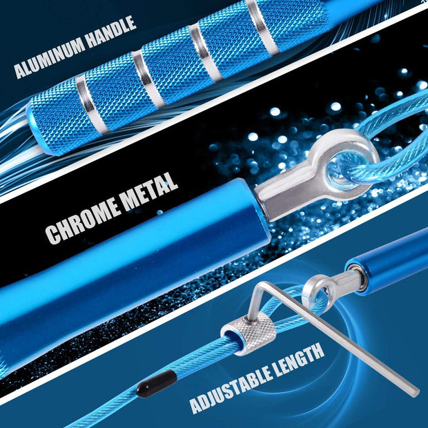 Jump Rope, Wastou Speed Jumping Rope for Training Fitness Exercise, Adjustable Adults Workout Skipping Rope for Men, Women, Kids, Girls