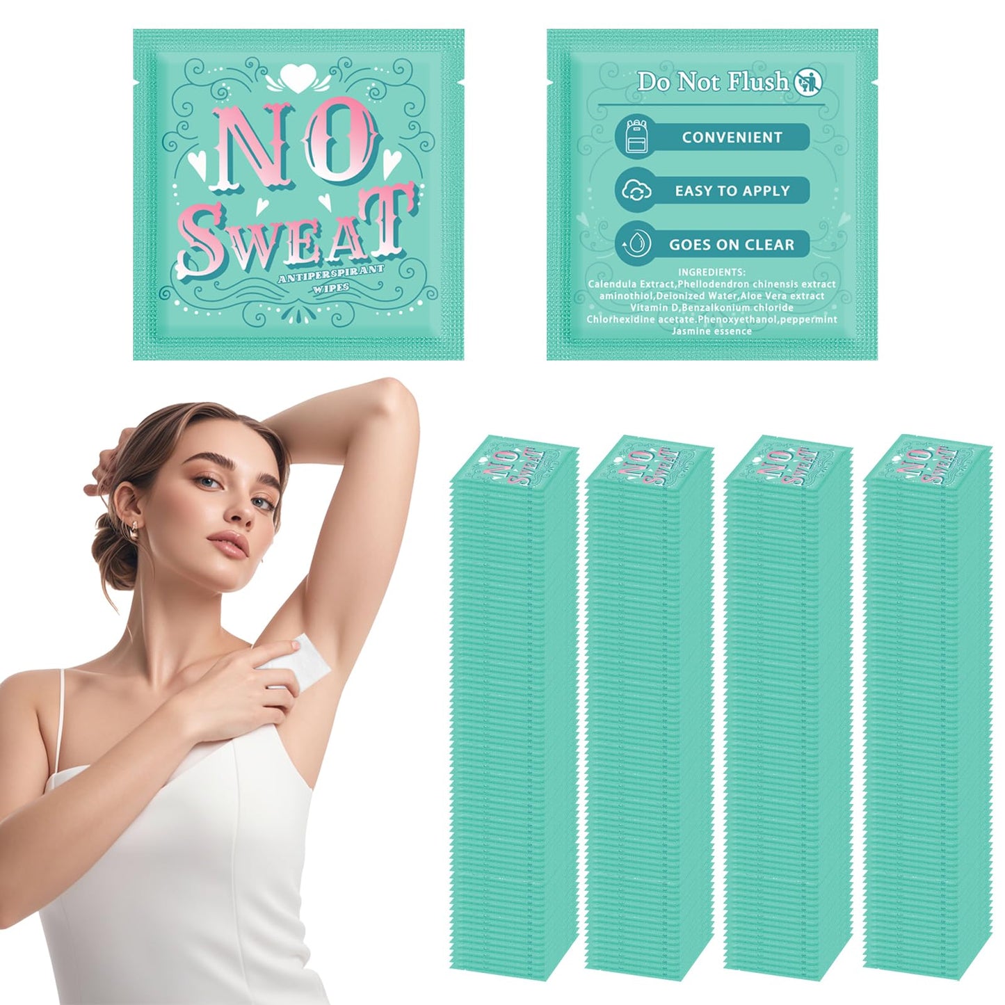 Body Wipes 50 pieces of Antiperspirant deodorant Wipes And Travel Deodorant Individually Wrap Hypoallergenic Mini Deodorant Underarm Sweating And Travel To Clean Skin For Female Male Teenagers