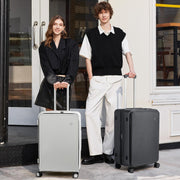 mixi 24 Inch Large Expandable Checked Luggage PC Hard Shell Suitcase Top Opening Rolling Travel Suitcases with Spinner Wheels & TSA Lock, Smoke White