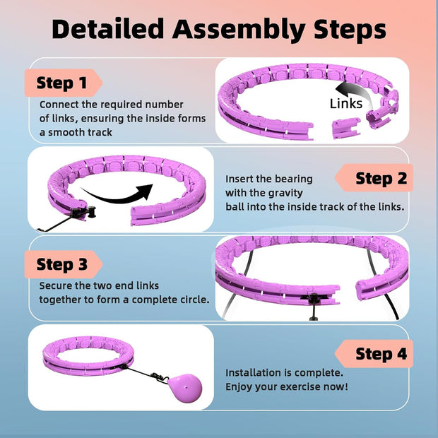 Weighted Hula Infinity Fitness Hoop for Adult Weight Loss, 2 in 1 Smart Fitness Workout Hula Circle Hoops with 28 Detachable Knots, Exercise Fit Hoop Suitable for Women and Beginners