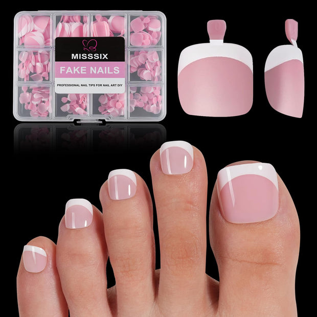 Misssix Deep French Gel Nail Tips, 150Pcs French Tip Press on Nails Long Square Brown, No Need to File 3 in 1 Tips Pre-lasting, Fake Nails for Nail Art DIY 15 Sizes