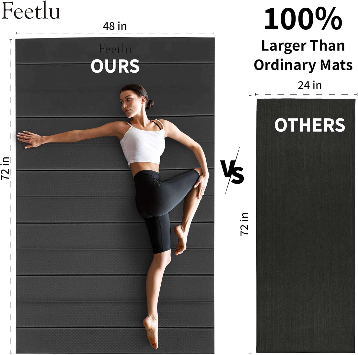 Foldable Wide & Large Yoga Mat – Cushioned, Compact & Easy to Store | 6mm & 8mm Thick | For Home, Gym, Travel, Yoga, Pilates & Floor Exercises
