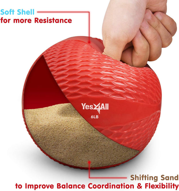 Yes4All Weighted Toning Balls for Exercise, Soft Medicine Balls for Exercise, Pilates, Yoga, Balance, Flexibility, 2-10lbs