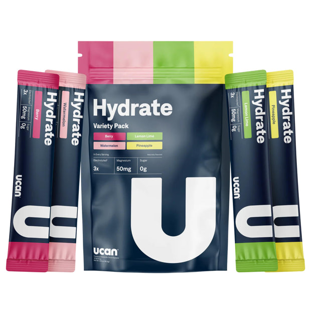UCAN Hydrate Electrolyte Drink Mix (Pineapple, 12 Stickpacks) Sugar-Free, Keto-Friendly, Vegan, Non-GMO, Gluten-Free Electrolyte Powder with Potassium & Magnesium for Runners & Athletes