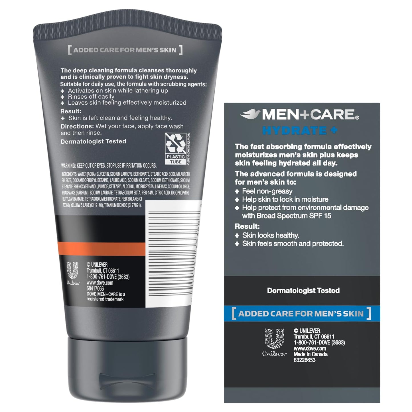 Dove Men+ Care Bundle – Men’s Face Lotion, Hydrate+ SPF 15 & Face Scrub, Deep Clean+ Moisturizer (2 Piece Set)