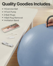 YOTTOY Anti-Burst Exercise Ball for Working Out, Yoga & Pregnancy, Extra Thick Workout Ball for Physical Therapy & Fitness