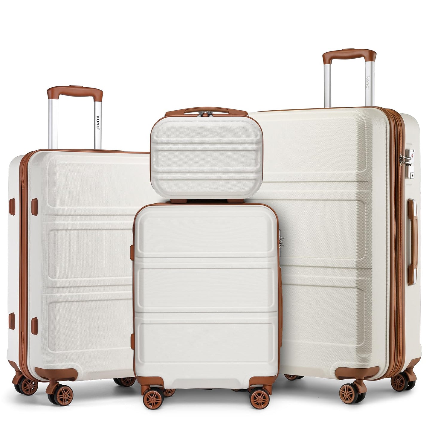 Kono 3 Piece Luggage Sets Expandable(only 28") Lightweight with Spinner Wheels TSA Lock Hardside Travel Rolling Suitcases 20in 24in 28in Carry on Pink