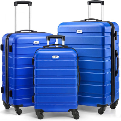 Suitour Luggage 3 Piece Sets Hard Shell Luggage Set with Spinner Wheels, TSA Lock, 20 24 28 inch Travel Suitcase Sets, Bright Blue