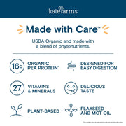 KATE FARMS Organic Nutrition Shake, Chocolate, 16g Protein, 27 Vitamins and Minerals, Protein Meal Replacement Drink, Protein Shake, 11 oz (12 Pack)