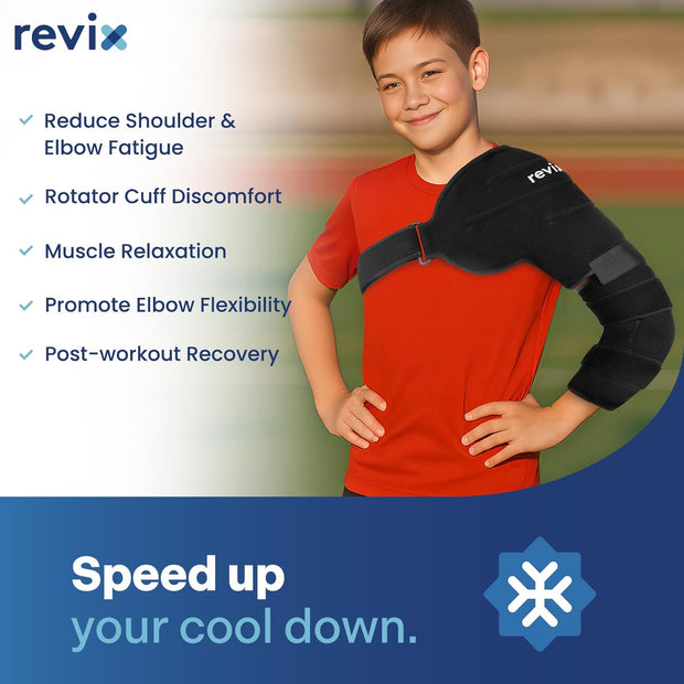 REVIX Arm Ice Pack Wrap for Pitchers – Shoulder and Elbow Ice Pack Reusable Cold Therapy Wrap for Baseball Pitcher Arm Recovery, Adjustable Compression Sleeve for Post-Workout Muscle Relief