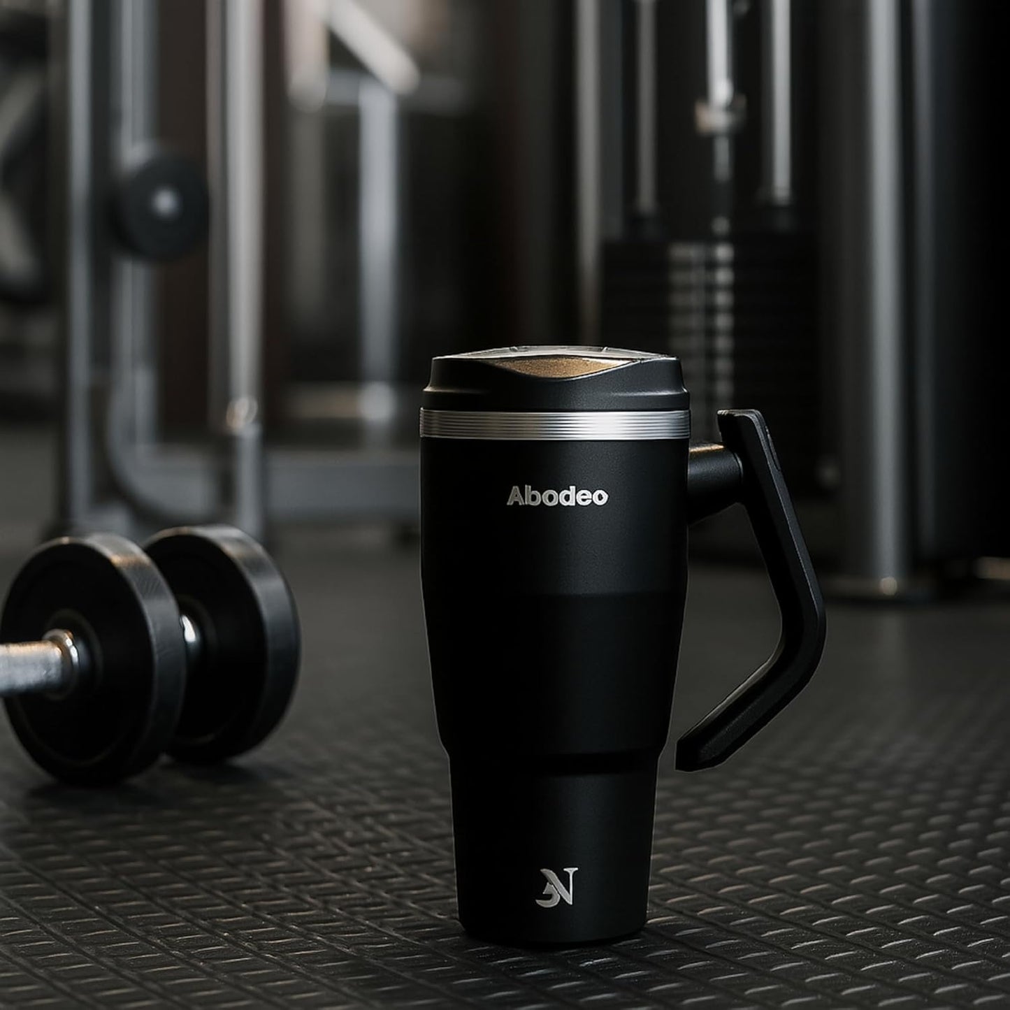 Insulated 40 oz Tumbler with Rotatable Handle, Straw & Leak Proof Lid - Stainless Steel Coffee Mug, Reusable Water Bottle Flask | Travel Coffee Tumblers - Fits Most Car Cup Holders (Black)