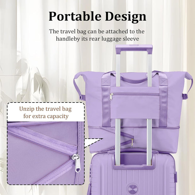 Joyway Luggage Sets 6 Piece PP Hardside Carry on Suitcase with Spinner Wheels and TSA Lock for Travel, Purple