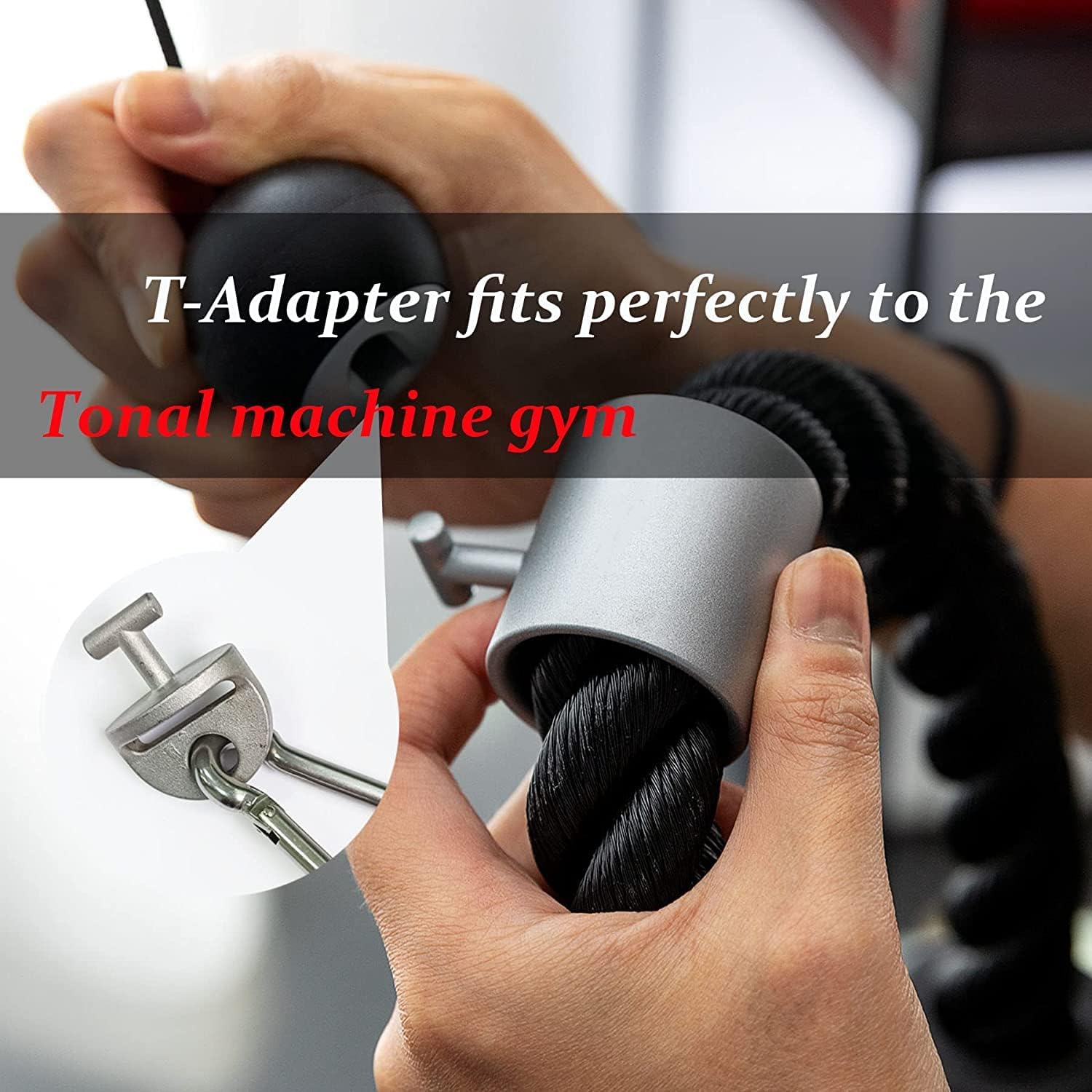 1Pair Tonal T Lock Adapter with Snap Hooks, Stainless Steel Accessories for Tonal Gym Machine