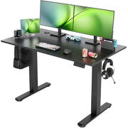 Seang Electric Standing Desk Adjustable Height, 40 x 24 Inch Sit Stand Desk with T-Shaped Frame, 3 Memory Presets & Cable Management for Home Office Computer Workstation, Black Frame/Black Top