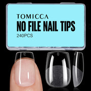 TOMICCA Medium Almond Nail Tips, 504Pcs Acrylic, 12 Sizes Half Matte Soft Gel, Nail Extension for Beginner and Professional