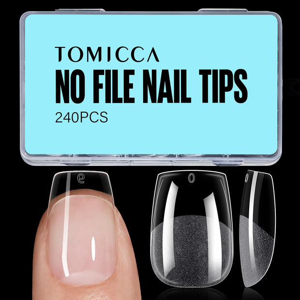 TOMICCA Medium Almond Nail Tips, 504Pcs Acrylic, 12 Sizes Half Matte Soft Gel, Nail Extension for Beginner and Professional