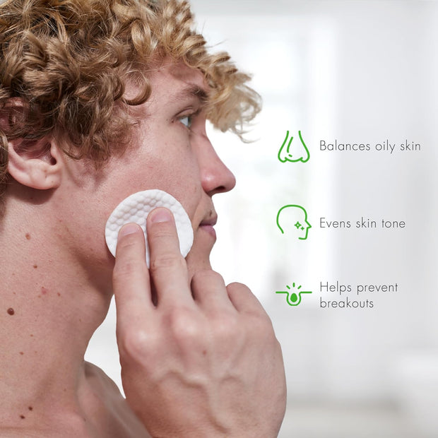 Tiege Hanley Glycolic Acid Pads for Men, 1-Pack - Exfoliating Face Cleansing Pads for Forehead, Nose & Cheeks - Men's Daily Skin Care Facial Wipes.18.5% Acid Complex (Glycolic, Salicylic & Lactic).