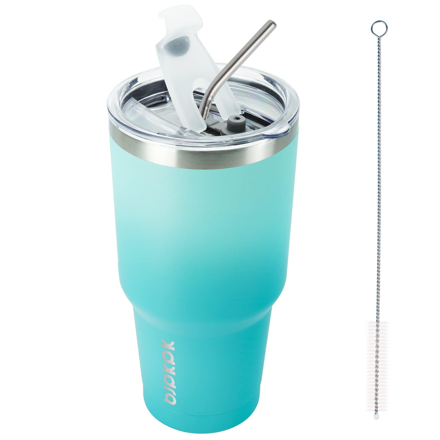 BJPKPK Insulated Stainless Steel Tumbler, Coffee Cup with Lid and Straw, Double Wall Vacuum Travel Mug, Powder Coated Leakproof Tumbler Cup,Oasis