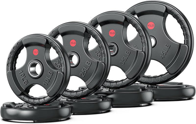 XDDIAS Rubber Weight Plates for Barbell, 2-Inch Olympic Grip Plate for Strength Training, Weightlifting and Bodybuilding in Home & Gym, Solid Cast Iron Weight Plates Pair and Sets