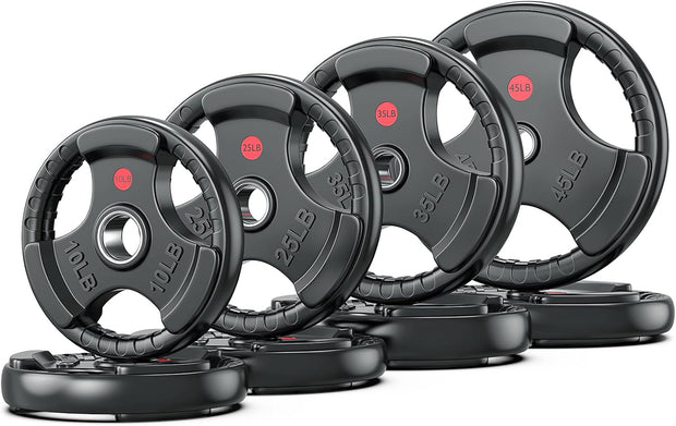 XDDIAS Rubber Weight Plates for Barbell, 2-Inch Olympic Grip Plate for Strength Training, Weightlifting and Bodybuilding in Home & Gym, Solid Cast Iron Weight Plates Pair and Sets