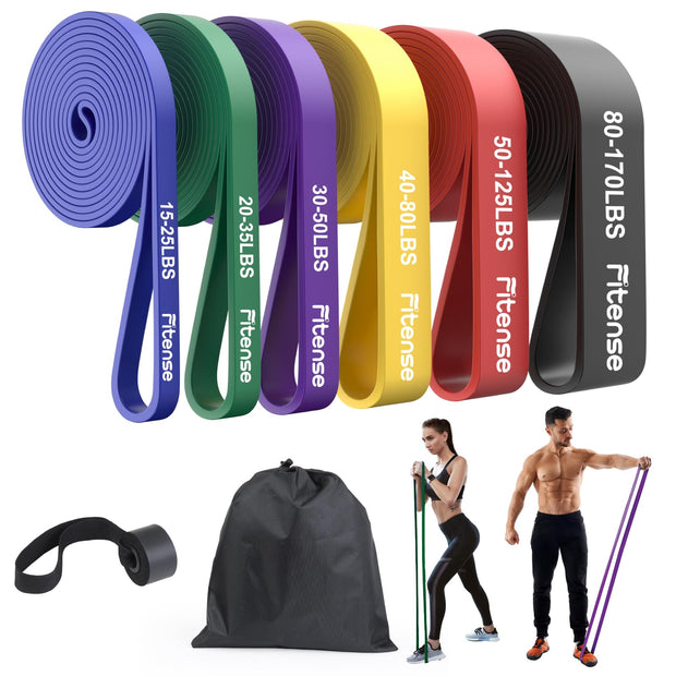 Resistance Bands Set - Pull Up Bands for Men Women, Exercise Bands Resistance with Door Anchor, Training Poster & Pouch for Body Stretching, Pull Up Assist