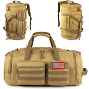 Tactical Gym Bag for Men，50L Large 3 in 1 Sports Duffle Bag with Shoes Compartment for Travel,Water Resistant Travel Backpack Weekender Overnight Bag with Wet Pocket for Women